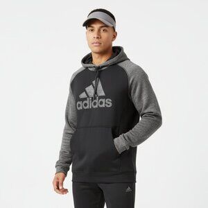 Adidas Men's Black & Gray Long Sleeve Hoody Logo Climawarm Sweatshirt L